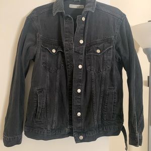 Top Shop oversized faded black denim jacket. Size 6